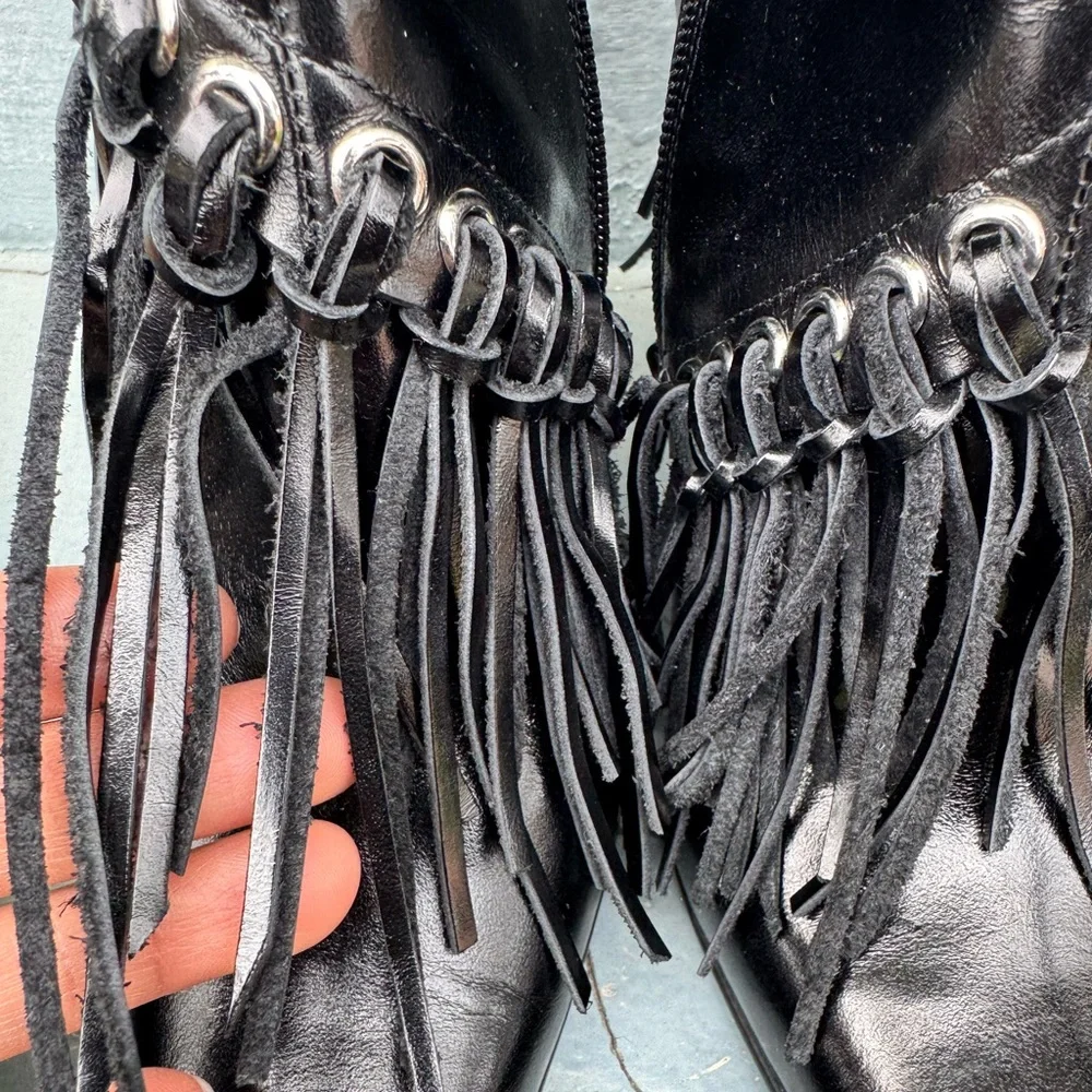 Jeffrey Campbell Fringe Black Women's Heeled Boots - Picture 16 of 16